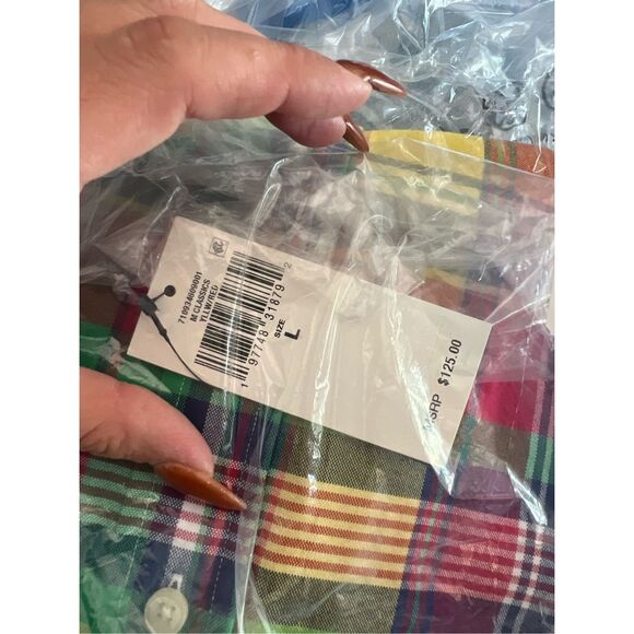 Polo Ralph Lauren NWT Classic Fit Plaid Oxford Shirt Yellow/red Multi Large - Picture 5 of 5